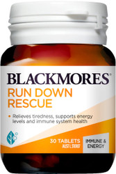 Blackmores Run Down Rescue relieves tiredness, supports energy levels and immune system health
