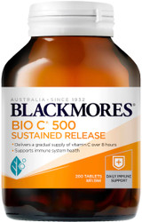 Blackmores Bio C 500mg Sustained Release relieves the symptoms of colds, flu and hayfever and allergic reactions
