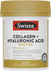 Swisse Beauty Collagen plus Hyaluronic Acid Booster improves skin elasticity and supports collagen production