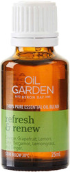 Oil Garden Refresh and Renew Essential Oil Blend has a citrus splash of pure essential oils blended with warming Ginger to uplift and refresh your mind and body