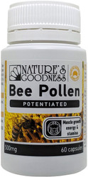 Nature's Goodness Bee Pollen Potentiated (Activ) 500mg capsules contain Broken Cell Pollen. Pollen is the only known source of complete amino acids as well as minerals, microelements, bee hormones and enzymes. It is also renowned for its high bioactivity