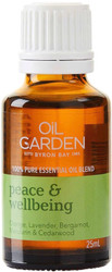 Oil Garden Peace & Wellbeing Essential Blend Oil is an uplifting blend of essential oils to release tension and anxiety