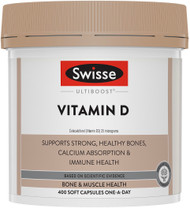 Swisse UltiBoost Vitamin D contains natural Vitamin D3 to increase the absorption of calcium and maintain healthy bone density and boost immunity