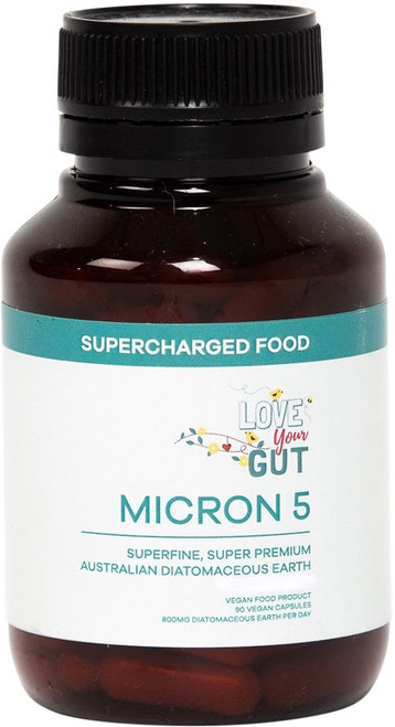 Supercharged Food Love Your Gut Micron 5 nutritionist grade diatomaceous earth for good gut health