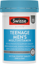 Swisse Men's Teenage Ultivite is a Multivitamin for male teenagers’ brain function and for healthy looking skin