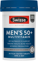 Swisse Men's Ultivite 50+ Multivitamin for men aged 50 plus to maintain general wellbeing and fill any dietary gaps