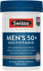 Swisse Men's Ultivite 50+ Multivitamin is specifically tailored with vitamins, minerals, antioxidants, and herbs to help men aged 50 plus maintain general wellbeing and fill any dietary gaps when dietary intake is inadequate.
