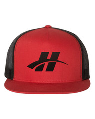 H Logo - Flat Bill, Trucker Hat - RED/BLACK