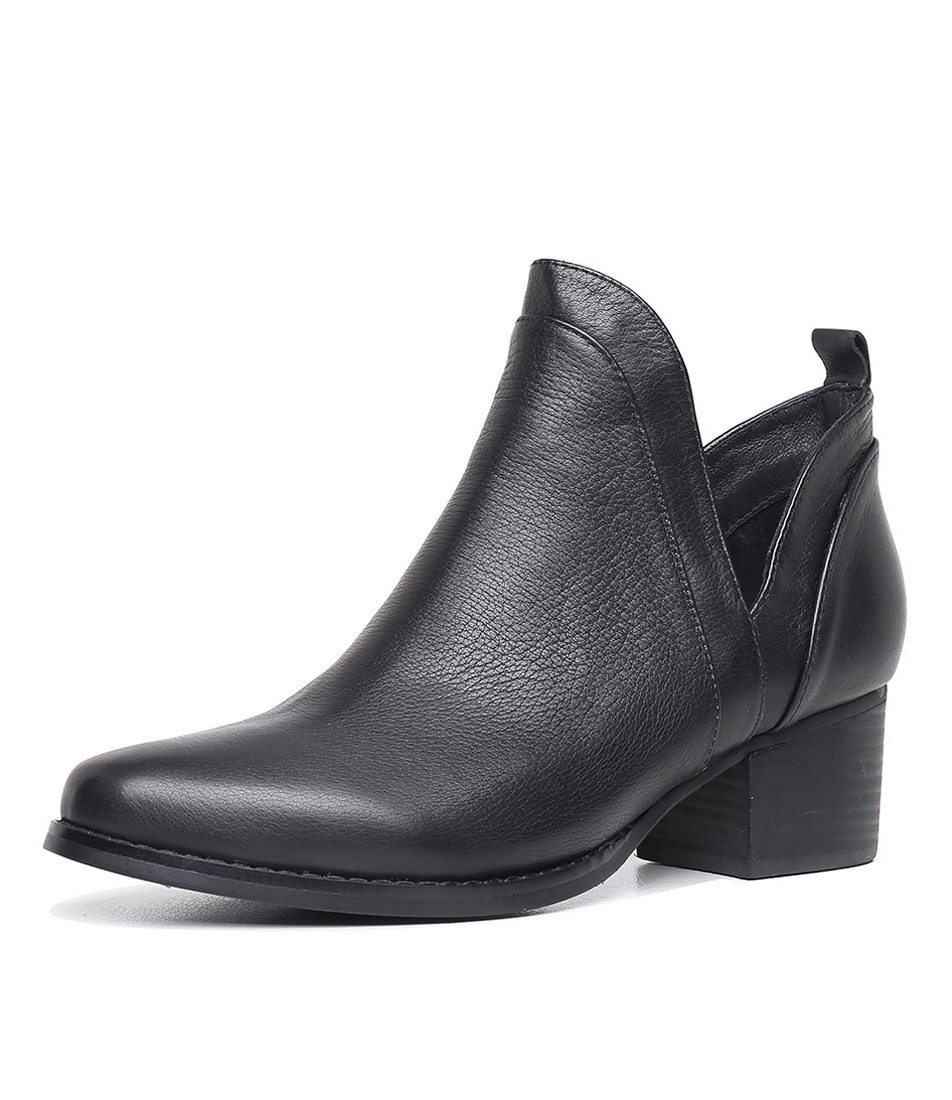 LARNI BLACK LEATHER ANKLE BOOTS - I Love Billy