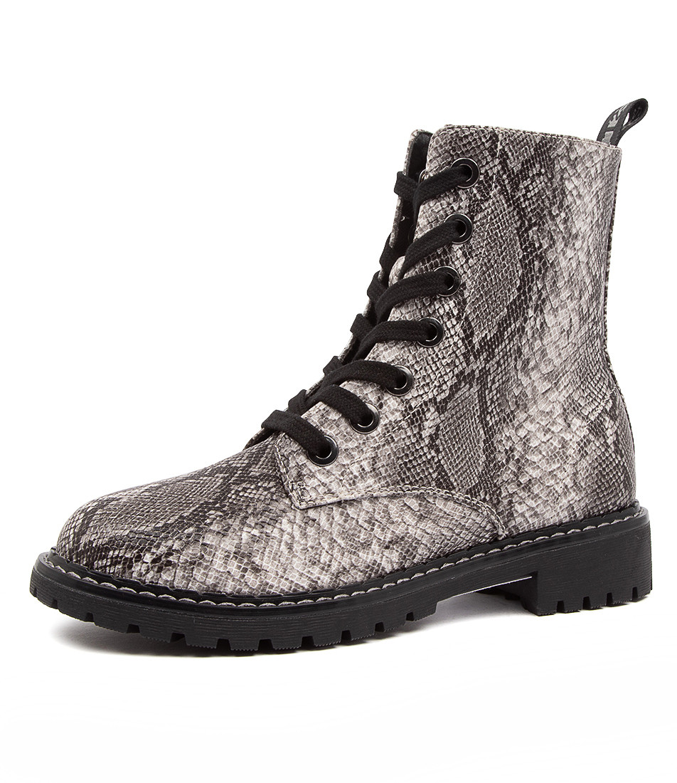 White Snake Print Booties : Wear them with joggers or dresses ...