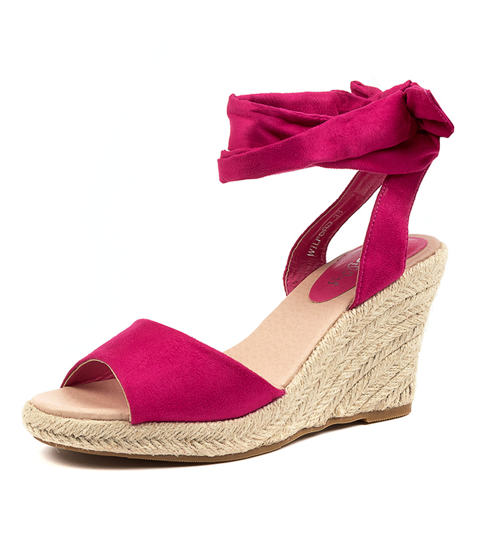 fuchsia wedge sandals