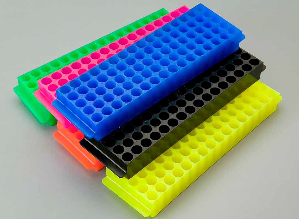 Microtube rack assorted bright colors for 80 tubes