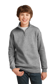 1/4 Zip Sweatshirt - Grey - Youth with Embroidered Left Chest Logo