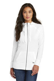 New Era Ladies Sueded Cotton Blend Full-Zip Hoodie - White