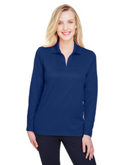 Devon & Jones Ladies' Long Sleeve Plaited Polo - Royal