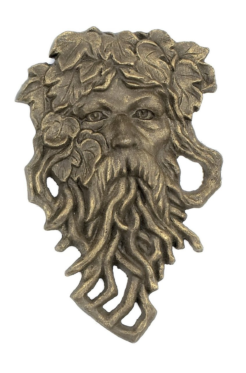 Leaf Man Garden Face Plaque Cast Iron Green Man Ent Tolkien Hobbit Tree Beard Iron Wolf Traders Ltd