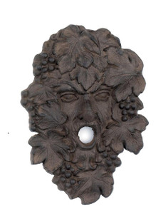 Green Leaf Man garden face plaque ~ cast iron ~ Wine God Bacchus Dionysus Grape Vine