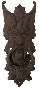 Gargoyle door knocker in rust cast iron ~ green man design