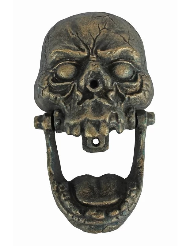 Skull Door Knocker Cast Iron Antique Bronze Finish Iron Wolf