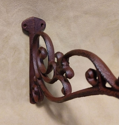 Scrollwork Plant Hanger Hook Decorative Rust Cast Iron Iron