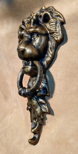 antique gold cast iron lion door knocker