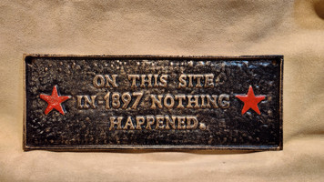 On This Site whimsical cast iron historical marker