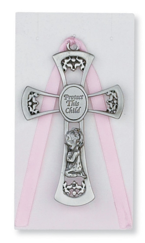 Pewter baby crib cross