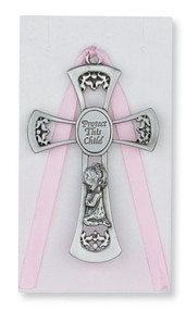 PEWTER GIRL PINK CRIB CROSS