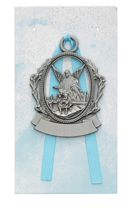 BOY'S GUARDIAN ANGEL CRIB MEDAL PW15-B