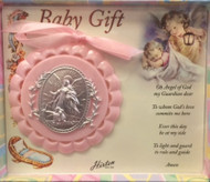 Pink Guardian Angel Crib Medal 
