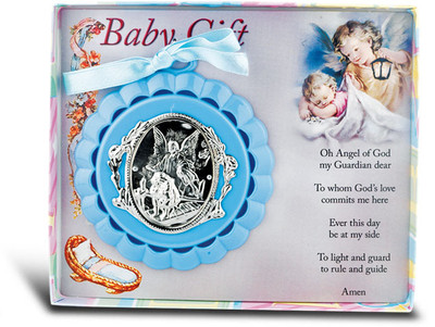 Blue Guardian Angel Crib Medal 