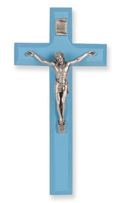 Blue Wood Crucifix