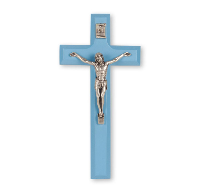 Blue Wood Crucifix