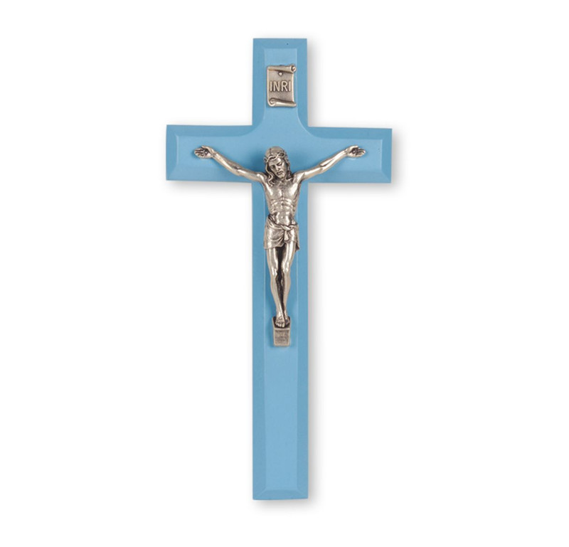 Blue Wood Crucifix