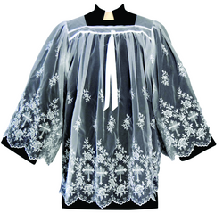 Tailored priest embroidered sheer nylon surplice
