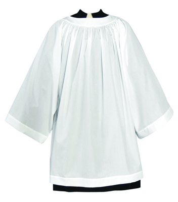 Tailored priest round yoke surplice with bell sleeves.  