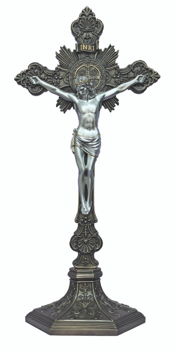 St. Benedict Crucifix (two-tone bronze & pewter)