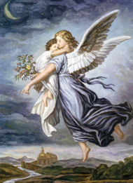 Angel & Child Stretched Canvas Print