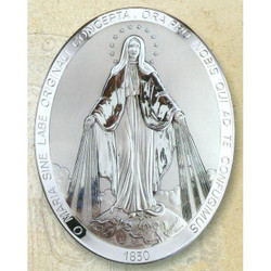 Miraculous Medal Sterling Silver on Wood   