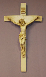 Antiqued Alabaster Crucifix - 9.5inches - Made in Italy