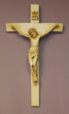 Antiqued Alabaster Crucifix - 9.5inches - Made in Italy