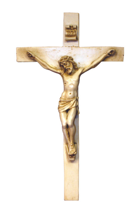 9½" Antiqued Alabaster Crucifix