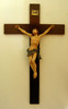 Wood Crucifix with Hand-Painted Alabaster Corpus - 39.5" - Made in Italy