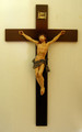 Wood Crucifix with Hand-Painted Alabaster Corpus - 39.5" - Made in Italy