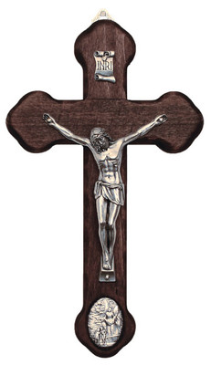 Guardian Angel Medallion Crucifix - 8.75" - MADE IN ITALY