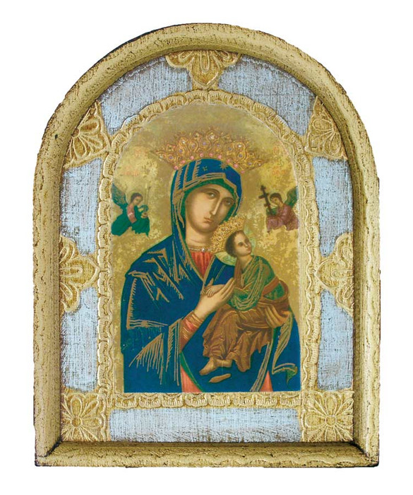 Florentine plaque of Our Lady of Perpetual Help - 4.5x6" - Made in Italy
