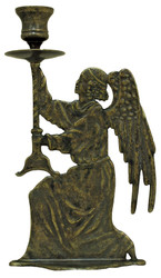 Angel candle holder in antique brass - 9.75" - Made in Italy