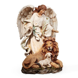 Angel with Lion and Lamb Figure