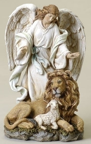 Angel with Lion and Lamb Figure