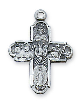 Sterling Silver 4-Way Cross on 18" Chain